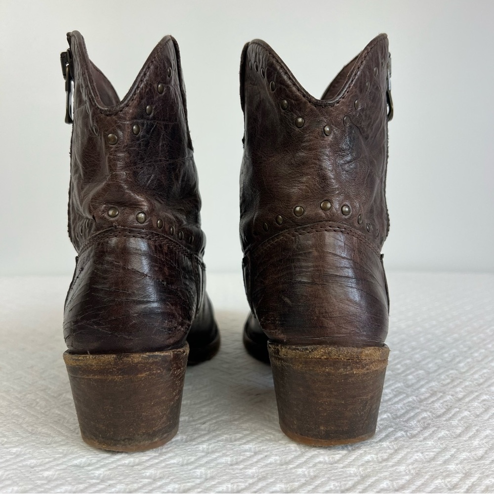 Gardenia Copenhagen Distressed Leather Cowboy Ankle Boots - Boho Chic sz 40 / 9 - Picture 5 of 13